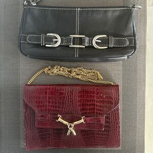 Black and burgundy bag set